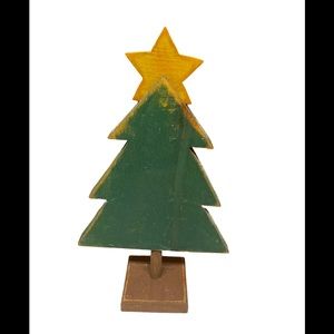 Vintage Wooden Tree with Gold Star